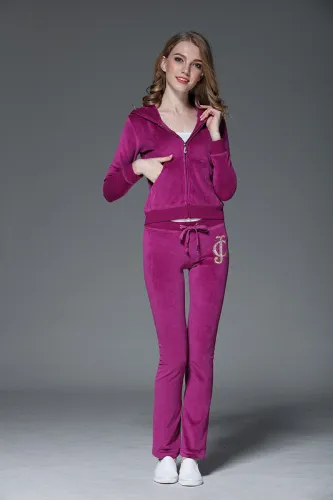Juicy Lovers Brand Women Sporting Suits Black Pink Purple Slim Velvet Casual Womens Tracksuits Hooded Collar Sportswear suit