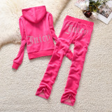 2024 Juicy Lovers Brand New Fashion Women Sporting Suits Velvet Diamonds Jogging Casual Tracksuits Hooded Collar Sportswear suit