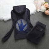 JUICY COMETURE 2024 New Autumn and Winter Tracksuit Velvet Women's Hooded Sports Suit Casual Sports Pants Suit Y2K Sports Suit