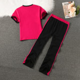 2024 Juicy Coconut Brand Women Sporting Suits Set Rose Red White Cotton Casual Tracksuits O-Neck Autumn Summer Sportswear suit