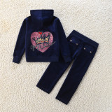 juicy Kids Velvet Tracksuit Children Suit Fall/Winter Girl Clothing Set Velour Sweatshirts and Pants Two Piece Children Suit