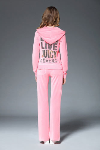 Juicy Lovers Brand Women Sporting Suits Pink Blue Zipper Velvet Casual Womens Tracksuits Hooded Collar Popular Sportswear suit