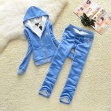 Juicy Lovers Brand Berber Fleece Velvet Women Sporting Suits Outdoor Jogging Tracksuits Hooded Collar Winter Sportswear suit