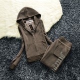 Juicy Coursera 2 Piece Sets Y2K Velvet Tracksuit Women's Jackets and Diamonds Pants Sets Casual Jogging Suit
