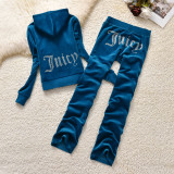 2024 Juicy Lovers Brand New Fashion Women Sporting Suits Velvet Diamonds Jogging Casual Tracksuits Hooded Collar Sportswear suit