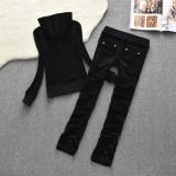 Juicy Lovers Brand Women Sporting Suits Set Velvet Straight-Leg Pant Casual Tracksuits Hooded Collar Solid Women Sportswear Suit