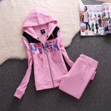 2025 New PINK Women Velvet Tracksuit Hooded Sweatshirt Thickened Velvet 2pc Velvet Original High Quality Women's Tracksuit