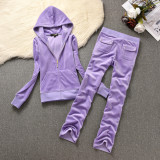 2022 Juicy Lovers Brand Coconut New Women Sporting Suits Solid Velvet Spring Autumn Casual Tracksuits Slim Sportswear suit