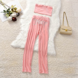2022 Juicy Lovers Brand Summer Women Sporting Suits Velvet Jogging Casual Tracksuits Wrap Chest Crop Top suit Sportswear suit