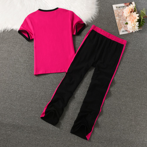 2024 Juicy Coconut Brand Women Sporting Suits Set White Rose Red Cotton Casual Tracksuits O-Neck Summer Autumn Sportswear suit