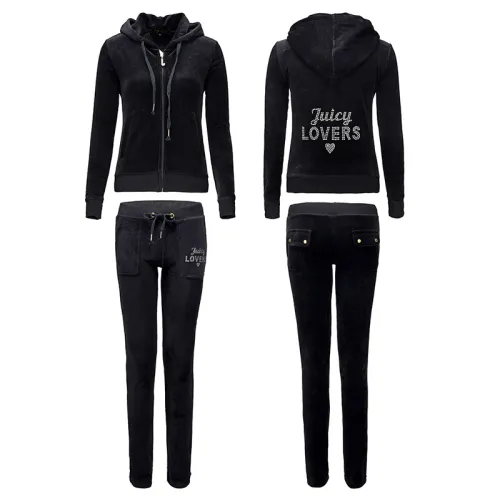 Juicy Lovers Brand Spring Women Sporting Suits Blue Black Slim pleuche Letter Casual Tracksuits Hooded Collar Sportswear suit