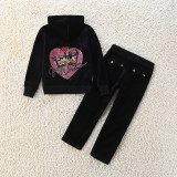 juicy Kids Velvet Tracksuit Children Suit Fall/Winter Girl Clothing Set Velour Sweatshirts and Pants Two Piece Children Suit