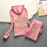 Juicy Lovers Brand Women Sporting Suits Set Velvet Diamond Embroidery Casual Tracksuits Spring Autumn Jogging Sportswear suit