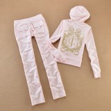 Juicy Cometure 2025 New Winter Women Hooded Velvet Suit American Streetwear Casual Hooded Sweatshirt 2pc Casual Women's Suit