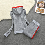 Women Hooded Sweatshirt Sportswear Suit, Outdoor Jogging Jacket + Casual Leggings Trousers, Solid Color 100% Cotton Women Suit