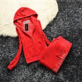 Juicy Coursera 2 Piece Sets Y2K Velvet Tracksuit Women's Jackets and Diamonds Pants Sets Casual Jogging Suit