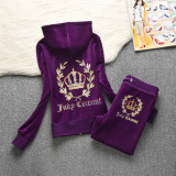 Juicy Lovers Brand Women Sporting Suits Set Velvet Diamond Embroidery Casual Tracksuits Spring Autumn Jogging Sportswear suit