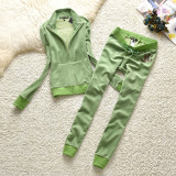 Juicy Lovers Brand 5 Bright Color Women Sporting Suits Heavy sequin Velvet Casual Women Tracksuits Hooded Collar Sportswear suit