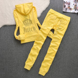 Juicy Lovers Brand New Slim Women's Suits Casual Outdoor Diamonds Velvet Women Tracksuits Hooded Collar Jogging Sportswear suit