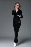 Juicy Lovers Brand Women Sporting Suits Black Blue Slim Velvet Womens Casual Tracksuits Hooded Collar Popular Sportswear suit