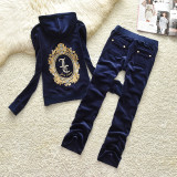 Juicy Cometure Velvet Tracksuit Suit Hooded Sports Sweatshirt Set Women Autumn and Winter Outdoor Sportswear, Hooded Sweatshirt