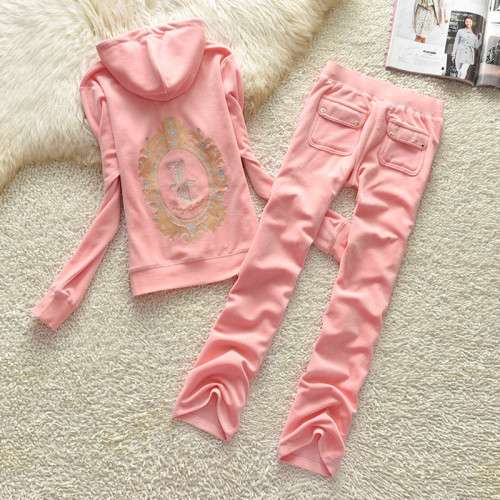 Juicy Cometure Velvet Tracksuit Suit Hooded Sports Sweatshirt Set Women Autumn and Winter Outdoor Sportswear, Hooded Sweatshirt
