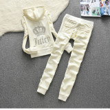 Juicy Lovers Brand New Slim Women's Suits Casual Outdoor Diamonds Velvet Women Tracksuits Hooded Collar Jogging Sportswear suit