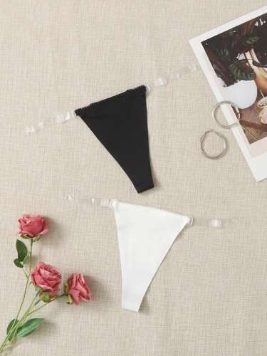 Ladies Sexy Invisible Casual Comfortable Black And White Solid Color Thong Combination C314