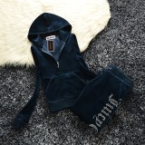 Juicy Coursera 2 Piece Sets Y2K Velvet Tracksuit Women's Jackets and Diamonds Pants Sets Casual Jogging Suit