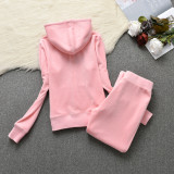 2024 Juicy Lovers Brand Casual Women's Suits Slim Autumn Outdoor Velvet Women Tracksuits Hooded Collar Jogging Sportswear suit