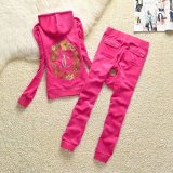 Juicy Lovers Brand Flower Hot Stamping Velvet Women Sporting Suits Outdoor Jogging Tracksuits Hooded Collar Sportswear suit
