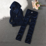Juicy Lovers Brand 2024 Fashion Women Sporting Suits Solid Slim Velvet Yoga Jogging Casual Tracksuits Women's Sportswear suit