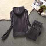 2022 Juicy Lovers Brand Coconut New Women Sporting Suits Solid Velvet Spring Autumn Casual Tracksuits Slim Sportswear suit