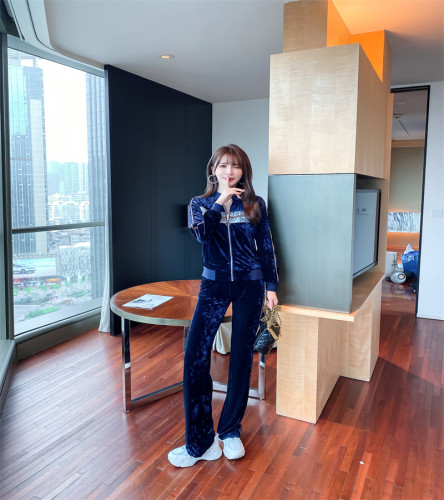 Juicy Lovers Brand 2021New Striped Fashion Women Sporting Suits Slim Velvet Jogging Yoga Casual Tracksuits Slim Sportswear