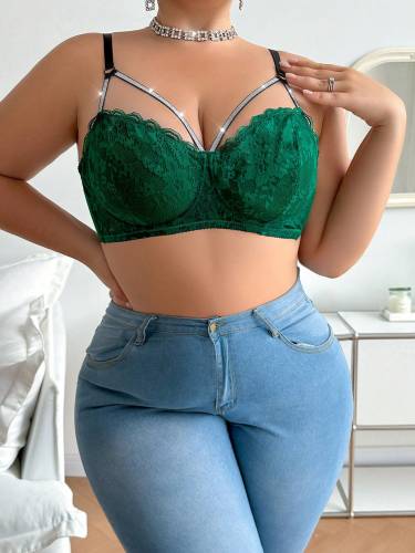 Women's Sexy Plus Size Underwear Half Cup Pull Together Solid Lace Design Suitable for Full Women XL-XXL MR2670