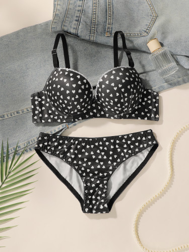 Hot selling 2 sexy printed pattern bras with gathered push ups, adjustable shoulder straps, underwear set A3122