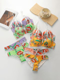 Hot Selling High-quality Multi-color Lingerie 2-piece set For Women's Underwear Beautiful Flower Print Push Up Bra Set A2138