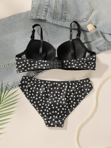 Hot selling 2 sexy printed pattern bras with gathered push ups, adjustable shoulder straps, underwear set A3122