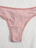 Women's Cute And Fresh 3-piece Multi-color Striped Underwear Thong Without Trace Antibacterial Daily Casual Underwear Thong C364