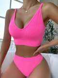 Two pieces of High Elastic Women's Underwear Bra and Panty Set in Rose Red Paired with Sporty Underwear and Thongs Z415