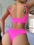 Two pieces of High Elastic Women's Underwear Bra and Panty Set in Rose Red Paired with Sporty Underwear and Thongs Z415
