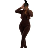 Customized LOGO European and American fashion women's clothing pickling fried color old jumpsuit two-piece casual suit