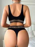 High Quality New Sexy Letter Bra Set For Women's Gathering Push Up Underwear For Women's Seamless Thong Underwear Set MR2702