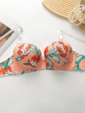 Hot Selling High-quality Multi-color Lingerie 2-piece set For Women's Underwear Beautiful Flower Print Push Up Bra Set A2138