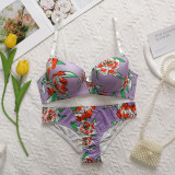 Hot Selling High-quality Multi-color Lingerie 2-piece set For Women's Underwear Beautiful Flower Print Push Up Bra Set A2138