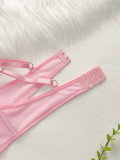 Beautiful Women's Pink and Black brassiere Lace Sexy Lingerie Set Pull Up Bra 2024 New fashionable Women's Clothing