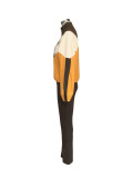 Fashionable two-piece set, color-blocked zipper jacket and leggings sportswear set for women