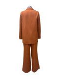 New Women's Trousers Suit Casual Long Sleeve Jacket Wide Leg Pant Female 2 Pieces Blazer Set Ladies Fashion Elegant Pant Suit