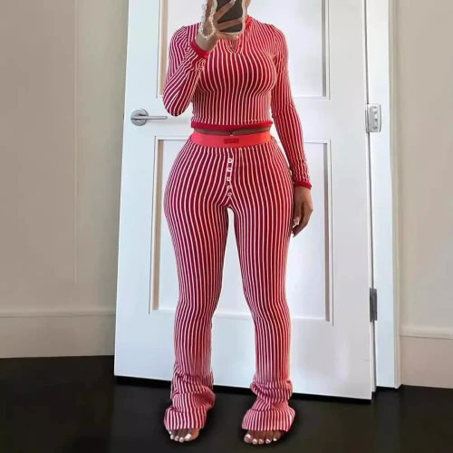 Autumn and Winter Super Cool Trend Loose Comfortable Hoodie Solid Color New Fashion Striped Suit for Women