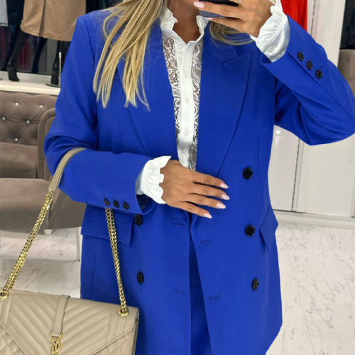 BAMBOOBOY Autumn Causal Loose Big Blazer + Long Pants Two 2 Piece Sets for Women Classic Office Lady Formal Clothes Trouser Suit